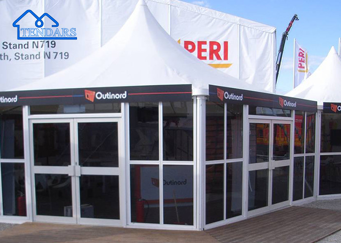 High Quality Aluminum Windproof Fireproof Outdoor High Peak Glass Wall Pagoda Tent