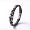 Buy cheap Skeleton Skull Brown Black Leather Creative Personality Stainless Steel Casting Trendy Leather Bracelet European and American Punk Skull Fashion from wholesalers