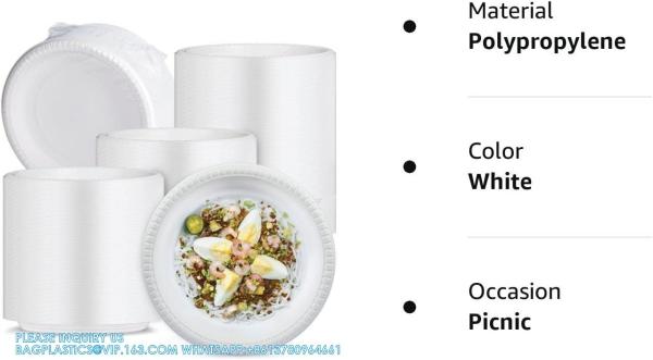 Buy cheap White Plastic Plates, 9 Inch 3 Compartments 150 Pack Food Grade Material BPA Free Reusable Dinner Plates from wholesalers