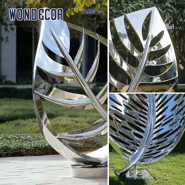 Hotel Garden Outdoor Decoration Stainless Steel Leaf Sculpture