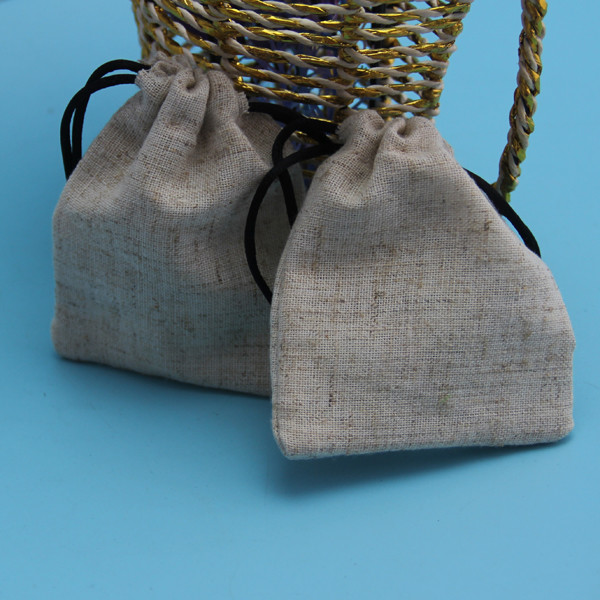 Bamboo Fabric Jute Drawstring Bag Customized Color / Size OEM Service