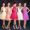 Buy cheap New Short Halter Champagne Purple Bridesmaid Dress Bride Strapless Lace Rose Dress from wholesalers