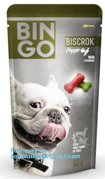 slider zipper flat bottom pet food bag, 5kg large quad seal pouch,flat bottom