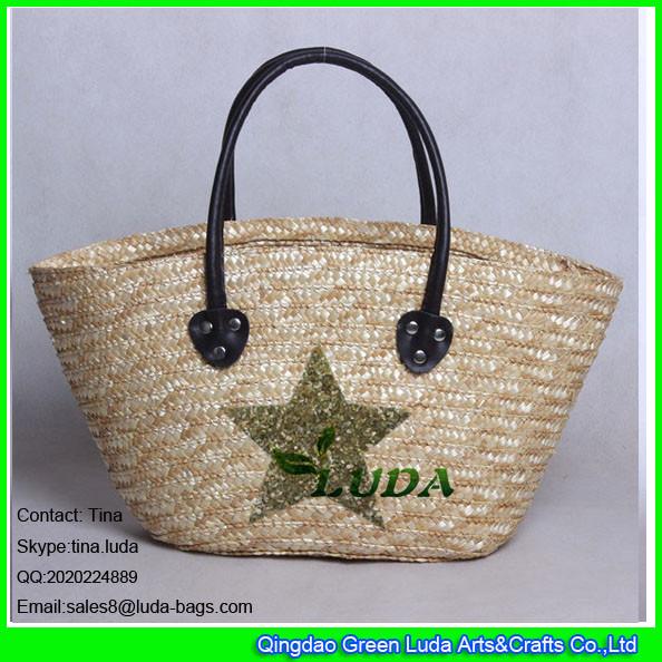 Buy cheap LUDA golden sequins star beach totes fashion wheat straw handbags from wholesalers