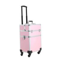 Buy cheap Rolling Makeup Train Case Hairdressing Trolley Stylist Beauty Salon Cosmetic Luggage Travel Organizer Makeup Case product