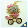 Buy cheap Three Color Novelty 3D Animal Cat With Bike Rhinestone Keyring For Handbag Decoration from wholesalers