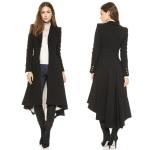 Autumn Winter Women Swallowtail Woolen Long Black Trench Dovetail Slim Blazer