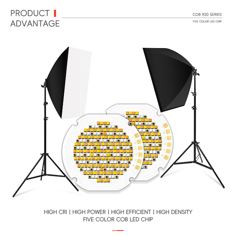 Round 36mm High Power 300W 700W RGBW RGBWW Magic 5 in 1 Color Smart COB LED Chips R50 50*50 High Brightness CRI95+ 110LM/W Leds