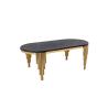 Buy cheap 2.0 meter Oval Black Tempere Glass top SS Dining Tables Stainless steel Mirror Gold Leg For Wedding Furniture from wholesalers