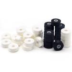 144pcs/box White/Black 75D/2 100% Polyester Pre-wound Bobbins Threads for Boho