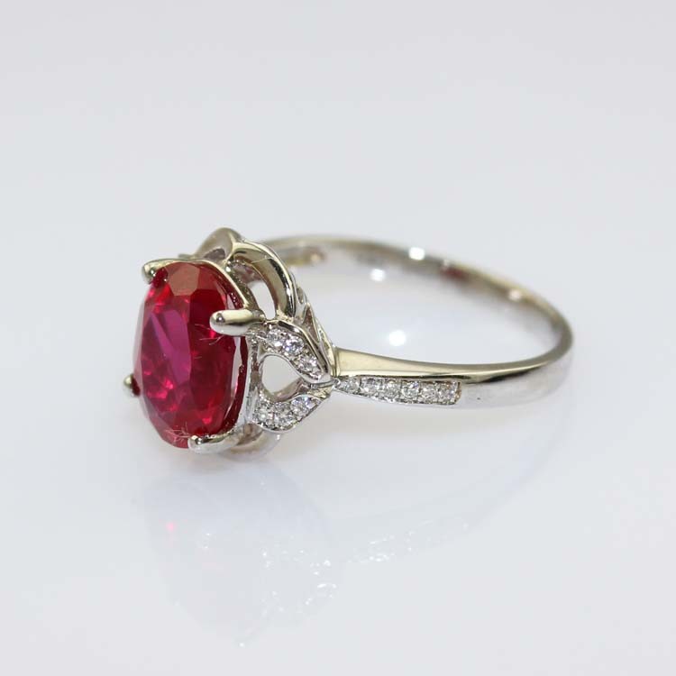 925 Silver with 8x10mm Oval Red Cubic Zircon Ring(R201)