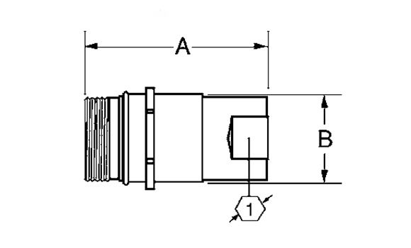 Threaded male plug of CB-SPS-3FN-96 with compact sealing shoulder and vibration-resistant body