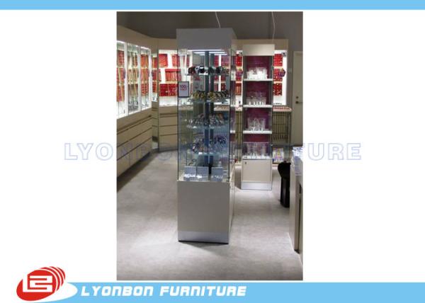 Quality Watch Retail Wood Display Cabinets With Customized Painted , MDF Glass Showcase for sale