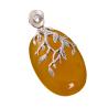 Buy cheap Women Fashion Three Leaves 925 Sterling Silver Synthetic Yellow Chalcedony Pendant Necklace(N808064) from wholesalers