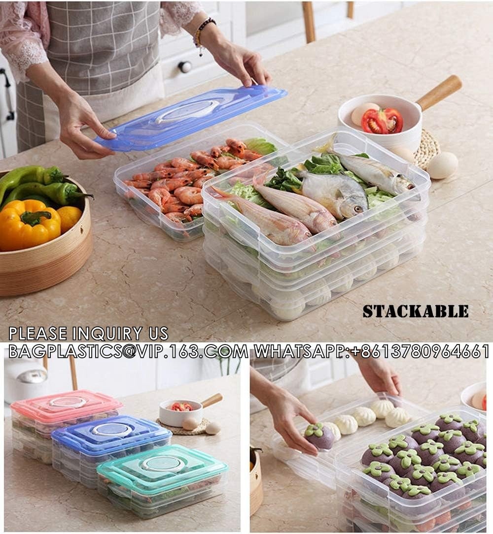 Refrigerator Organizer Bin, Plastic Food Storage Containers With Lid, Stackable Food Organizer Keeper