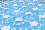Chemical Diamond Mesh Allover Lace Fabric With Polyester Yarn Flora Style