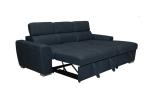Black Wooden Frame Functional Sofa Bed Technological Fabric Cover Spring Plastic