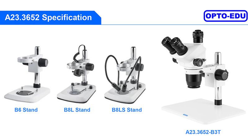 OPTO-EDU A23.3652 0.65-5.2x 1:8 Zoom Stereo Microscope