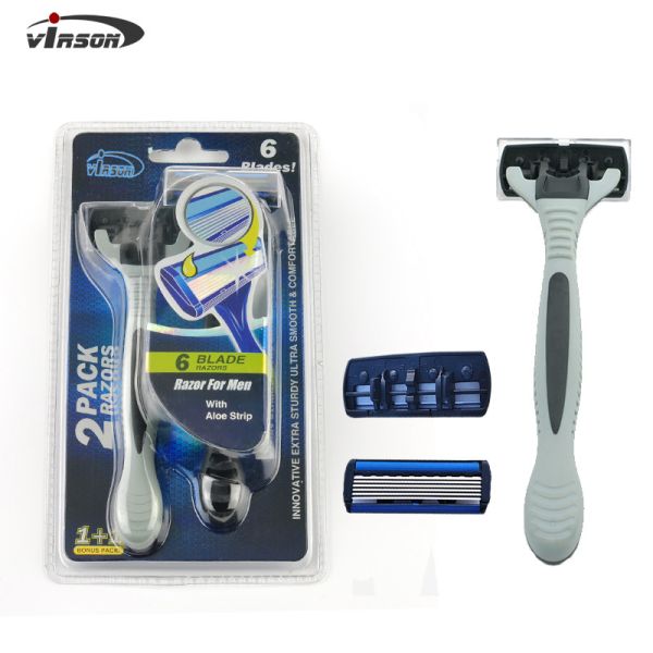 Custom Disposable Six Blade Open Back Shaving Razor Face Hair Removal Razor for Ladies