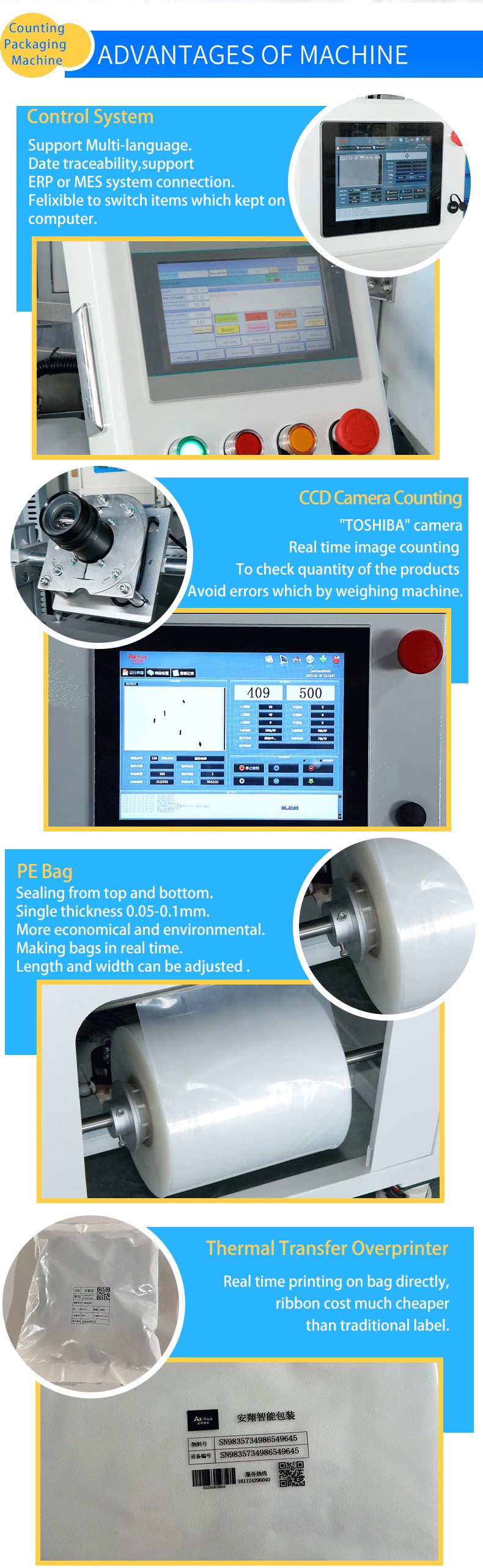 Automatic Bag Forming Filling Sealing Machine Reducing Damage to Precision Parts