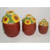 Buy cheap Dolomite Ceramic Kitchen Canisters Hand Painted Basket Sunflower Covered Canister 3 Set from wholesalers