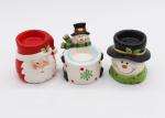 Novelty Ceramic Tea Light Holder , Snowman Candle Tea Light Holder For Christmas