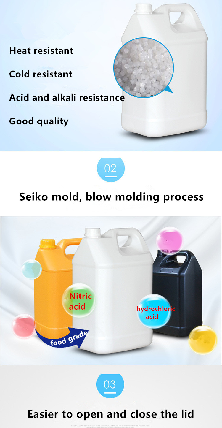 1L Empty Plastic Jerry Can Tamper Proof Cap for Chemicals Storage and Square Design
