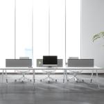Commercial Office Furniture Four-Person Metal Legs Table Customizable White