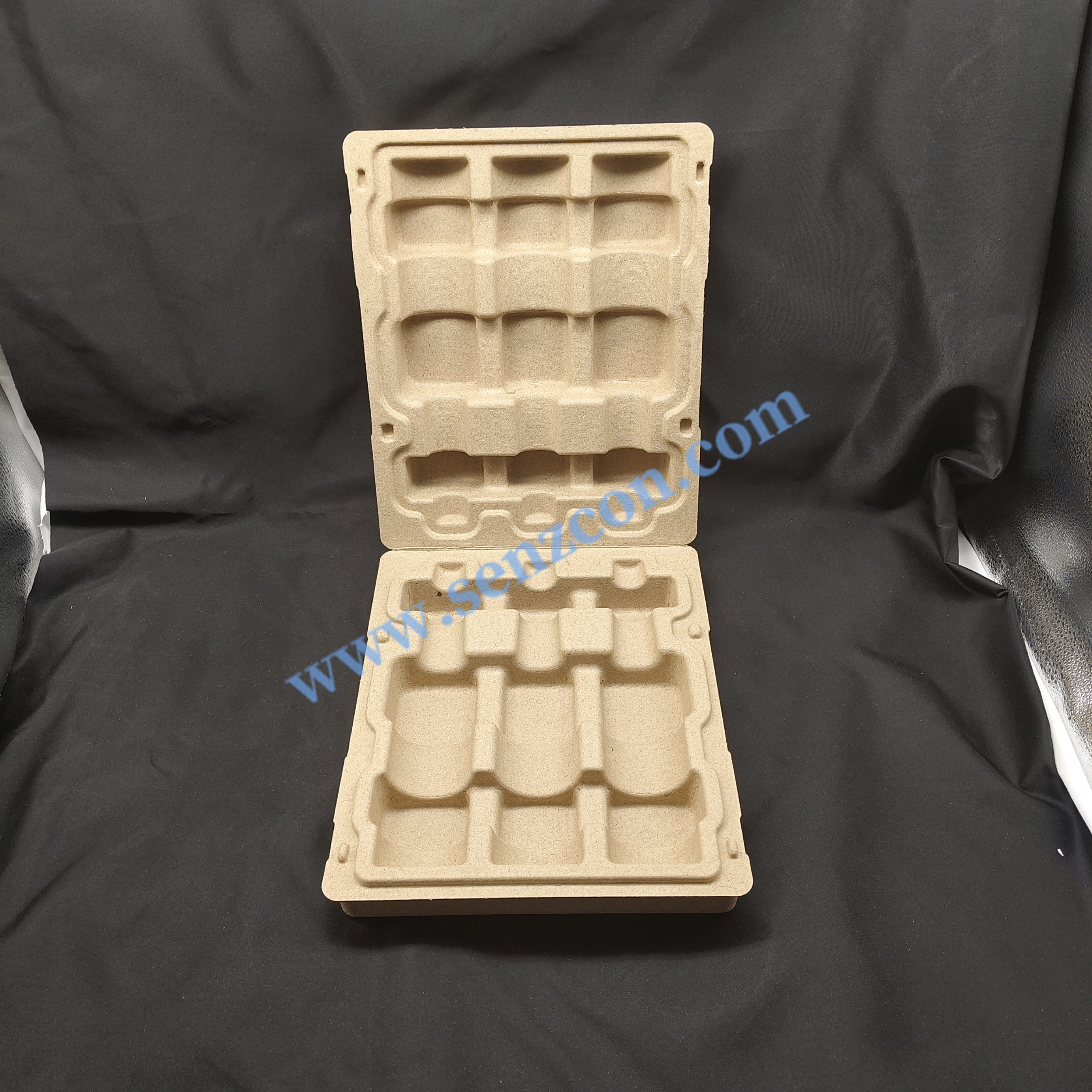 Customized pulp molded bases for daily chemical and household products, dry-pressed composite whole set of packaging with embossed LOGO. It is