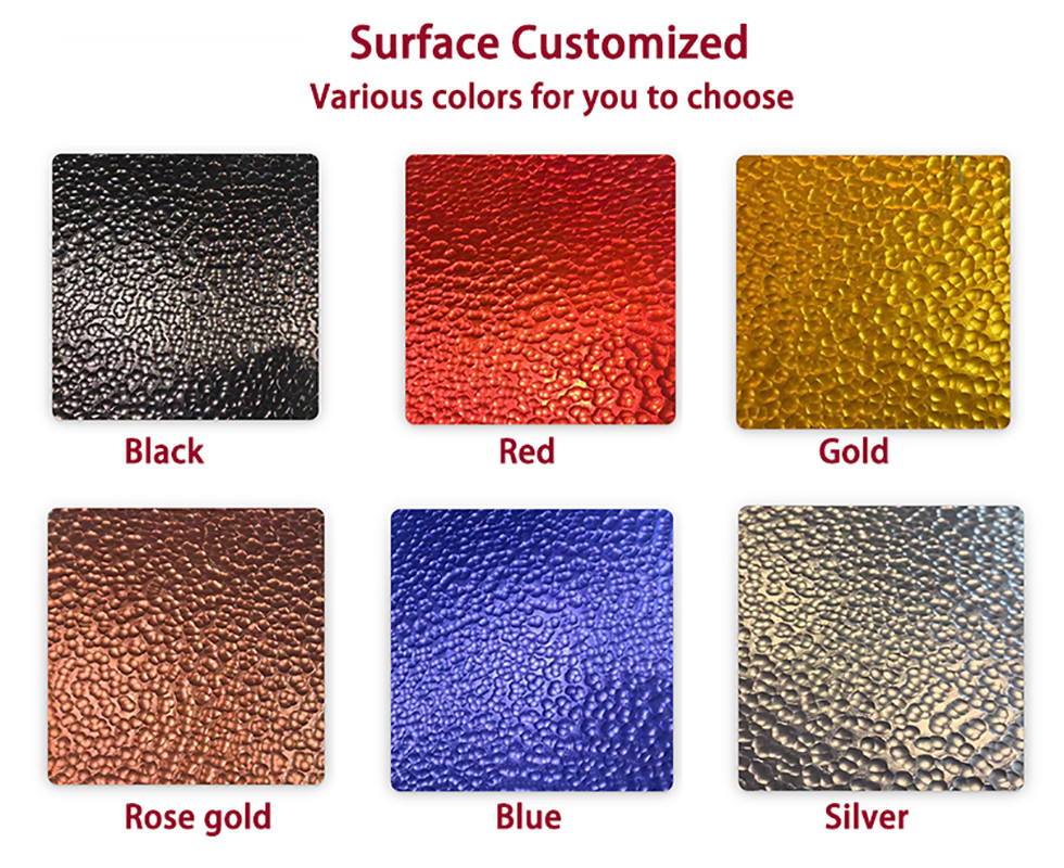 Hand-Designed Texture Pattern Black Titanium Coated Stainless Steel Hammered Metal Sheets