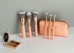 Vonira Fashion Mini Travel Makeup Brush Set Rosy Pink Color With Zipper Case