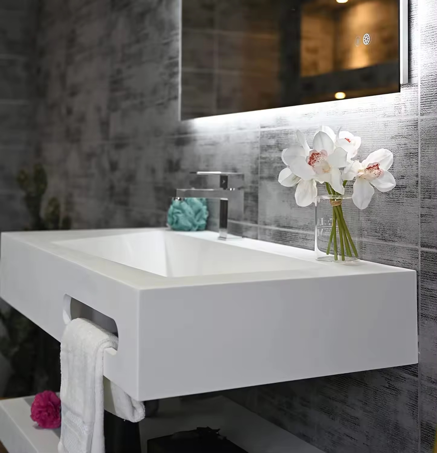 ODM Wall Hung 36 Inch Bathroom Vanity Corner Basin Unit