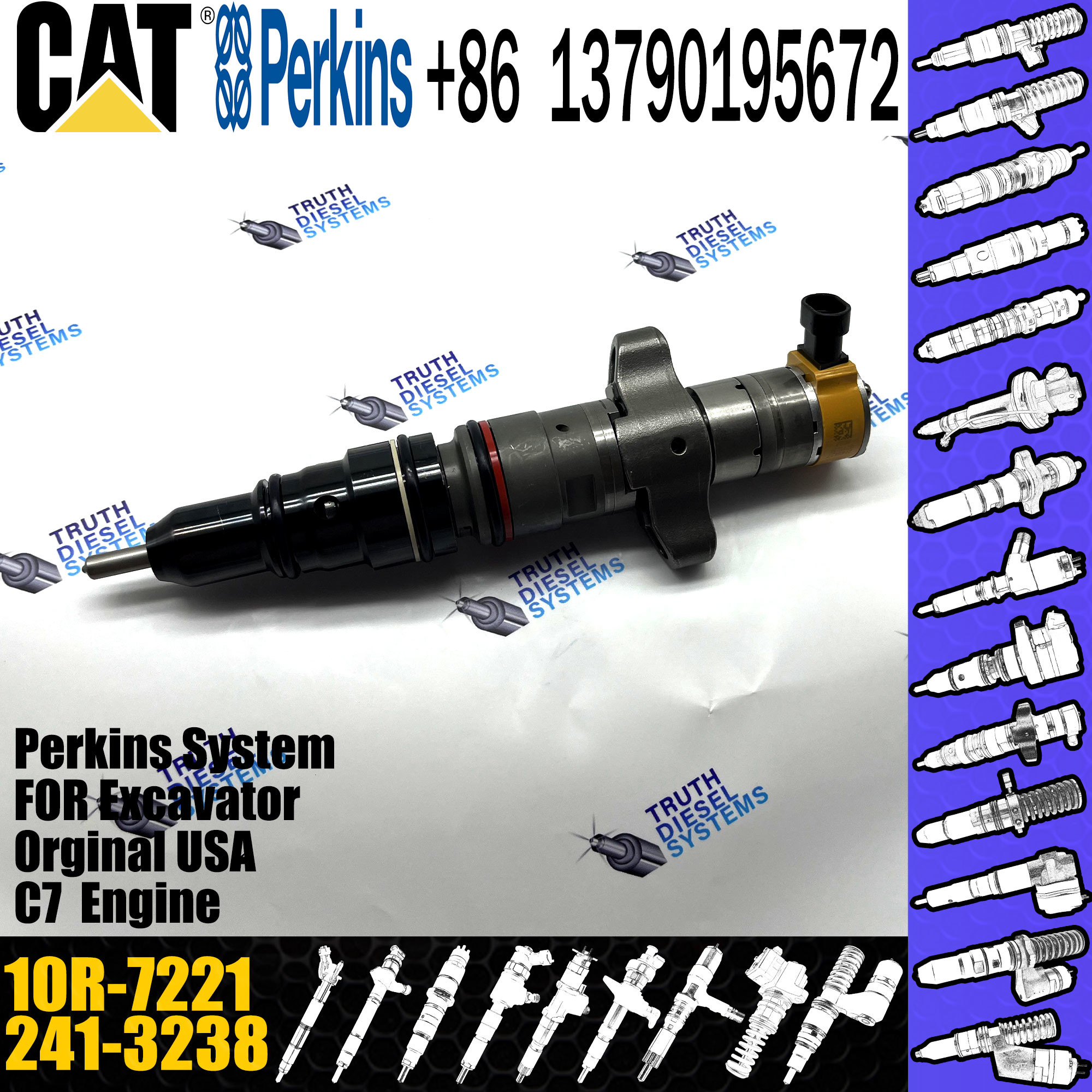 Hot-selling Common Rail Fuel Injector 387-9434 241-3238 10R-7221 for Caterpillar Engine C9