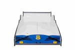 Blue Durable Wooden Race Car Toddler Bed With Colorful Character Graphics