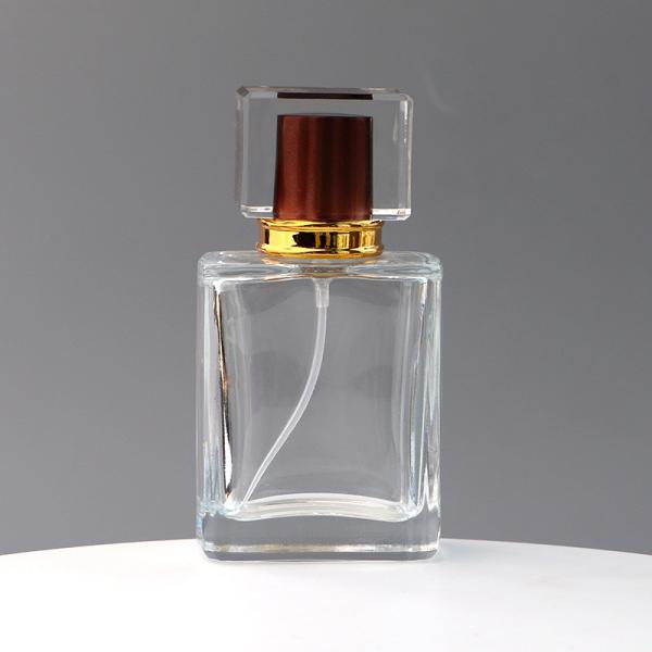 Buy cheap Spot Square Transparent Glass Perfume Bottle Acrylic Cover Spray Press Travel Separate Bottle Cosmetics Sample Bottle from wholesalers