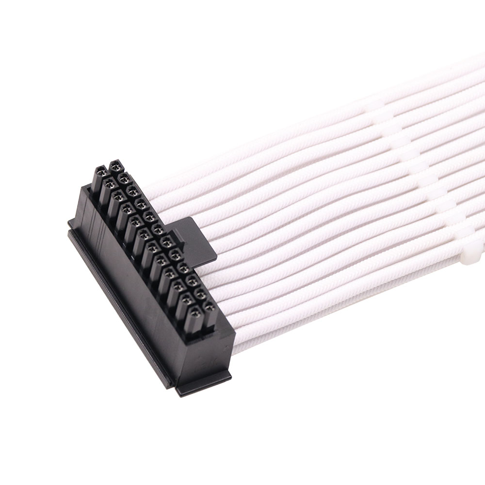 Wholesale 90 Degree Bradided Sleeved 24pin Connector 16 Awg PSU Wire Harness ATX Female to Male Elbow Data Cable Computer