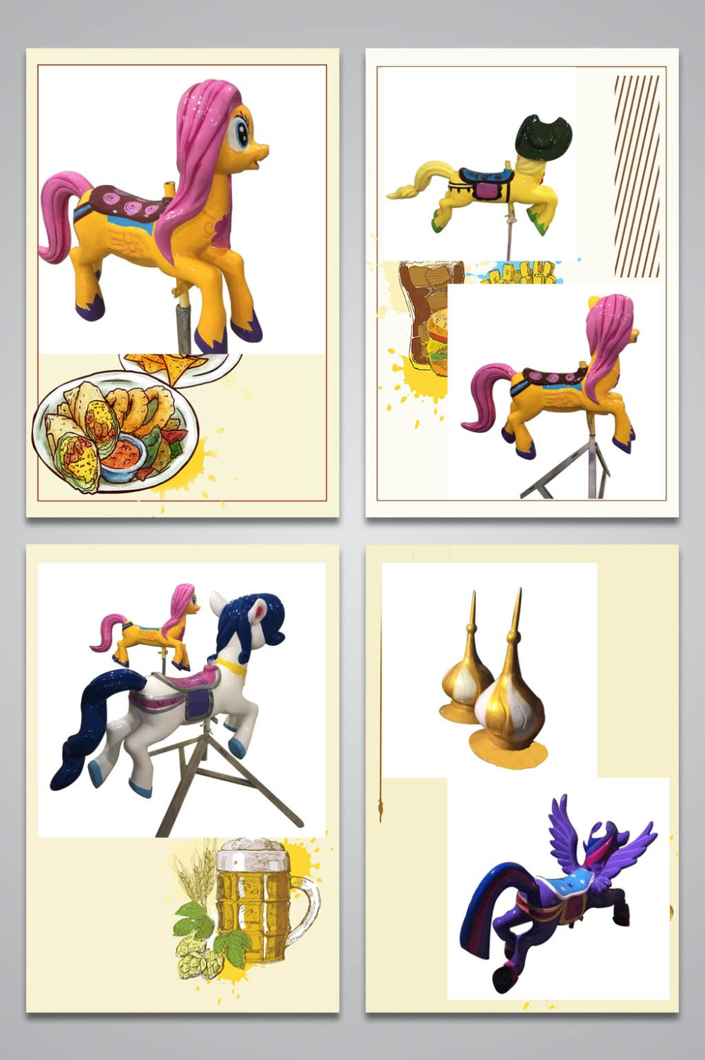 24 Seats Amusement Park Carousel Fiberglass Double Decker Carousel