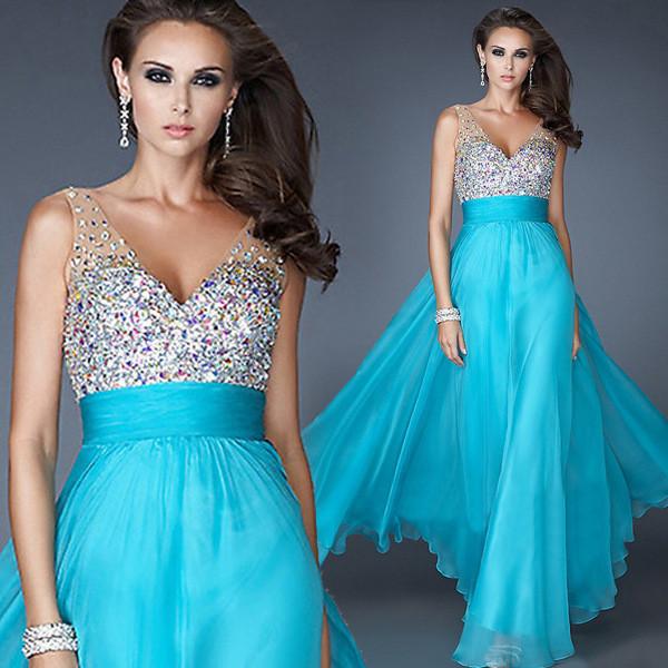 Buy cheap A-Line Beading Dress Long Evening Dress, Ice Blue Party Dresses, Champagne Dresses from wholesalers