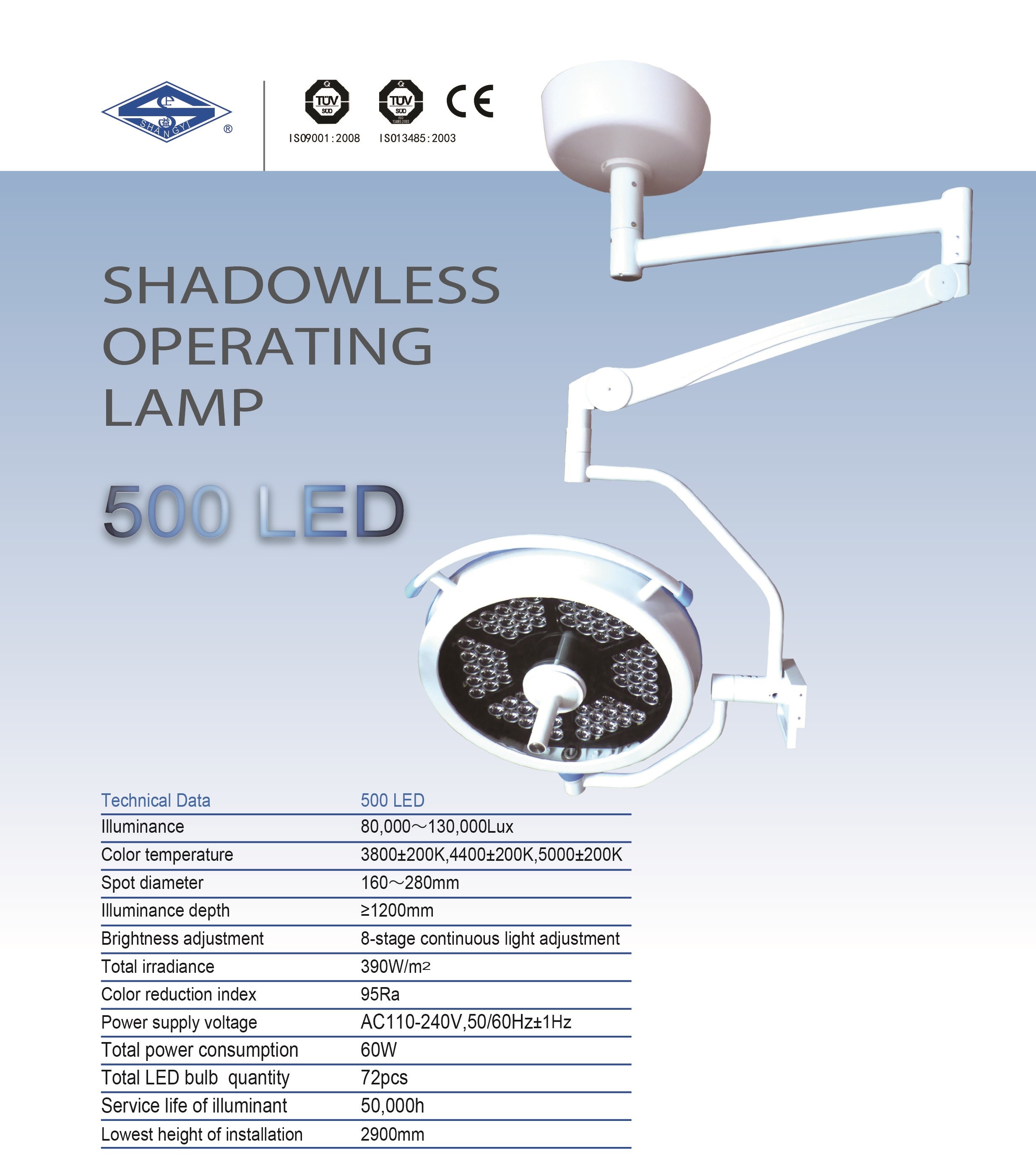 Hospital Led Operation Theater Light LED Operating Room Lamp 120000Lux