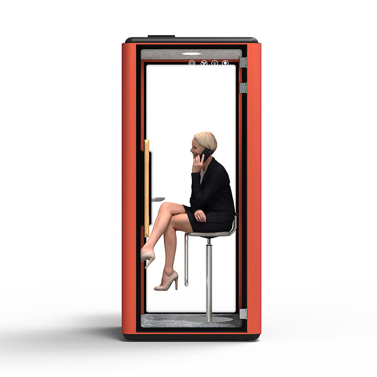 42.3 Inch Acoustic Phone Booth Red Single 2000HMM Portable Office Pod