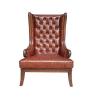 Buy cheap Solid Hand Carved Tufted Antique Leather Armchairs High Wing Back Single Seat from wholesalers