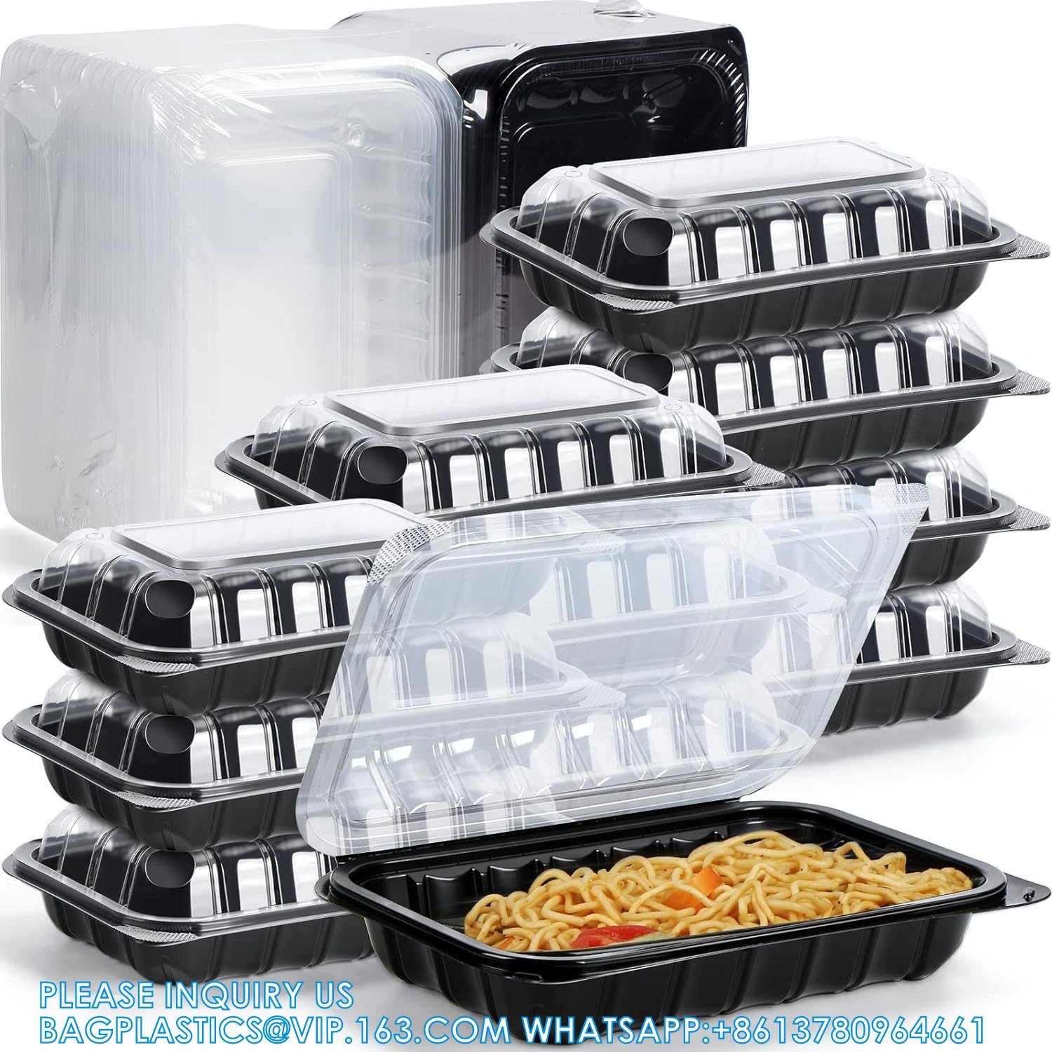 Clamshell Take Out Containers, Anti-Fog Leak Proof Shrink Wrap 30 Pack 9 X 6 Inch 27 Oz Meal Prep Container