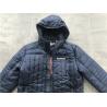 Buy cheap Plastic Zip Pu Leather Coat Navy Polyester Nylon Bomber Puffer Jacket With Hood TW77571 from wholesalers