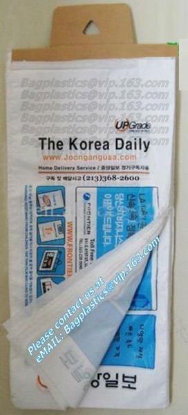 Disposable clear newspaper bags with cardboard header printed thin newspaper