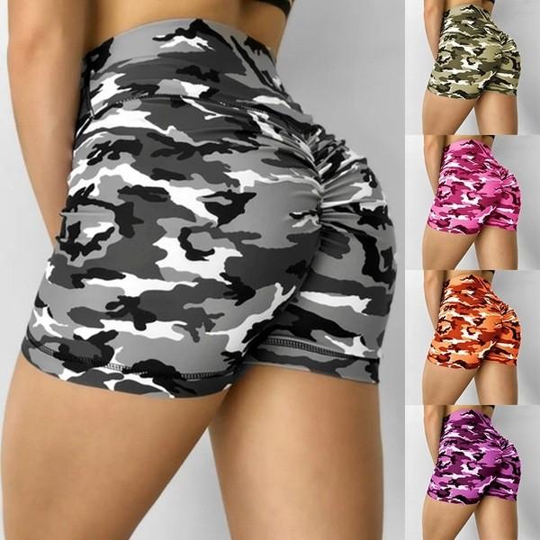 Multi color Camo Yoga Shorts Tights Hip Lifting Scrunch Booty Gym Workout