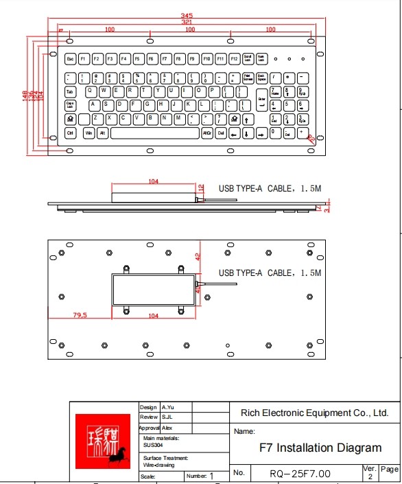 IP65 Industrial USB Keyboard Dustproof Explosionproof For Common Operation System