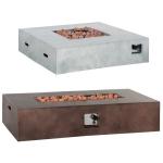 Grey Stone Propane Gas Stove Fire Pit Table for Outdoor Indoor Backyard Patio