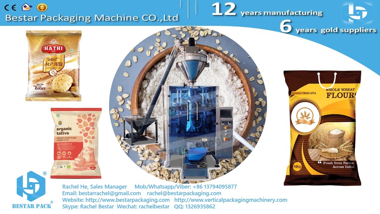 Bread flour cake flour wheat flour automatic packing machine for 5kg pouch with round hand holes BSTV-650DZ