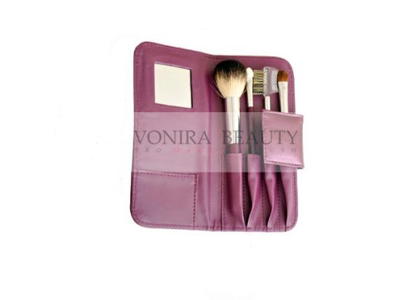Buy cheap Custom Travel Cosmetic Makeup Brush Gift Set Nature Bristle And Mirror Purple Case from wholesalers