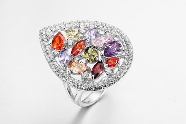 Buy cheap 4.52g Pear Shaped Cubic Zirconia Ring Sterling Silver Ring ODM from wholesalers